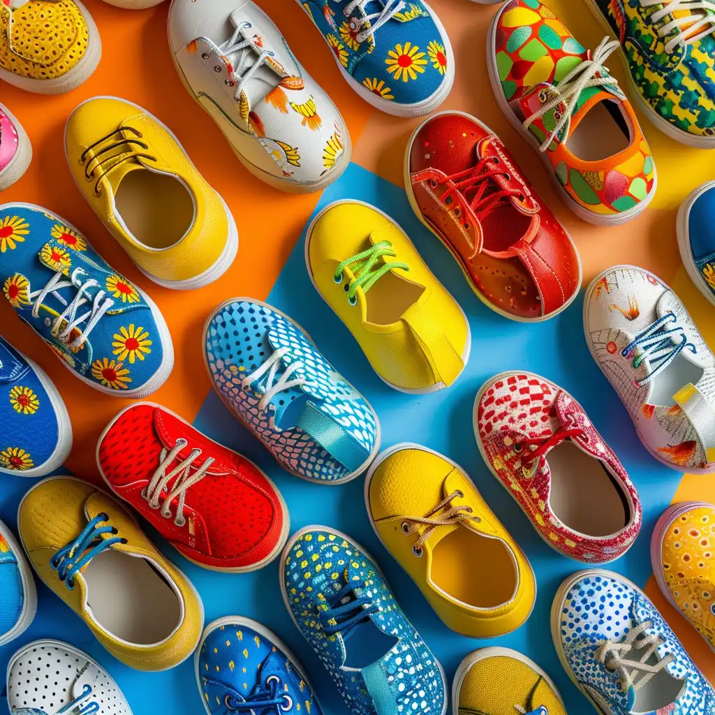 Vrolijke kleuren en patronen in kinderschoenen
